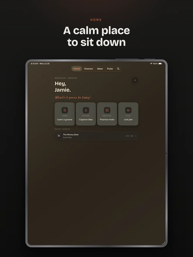 Drum Buddha on iPad — Home