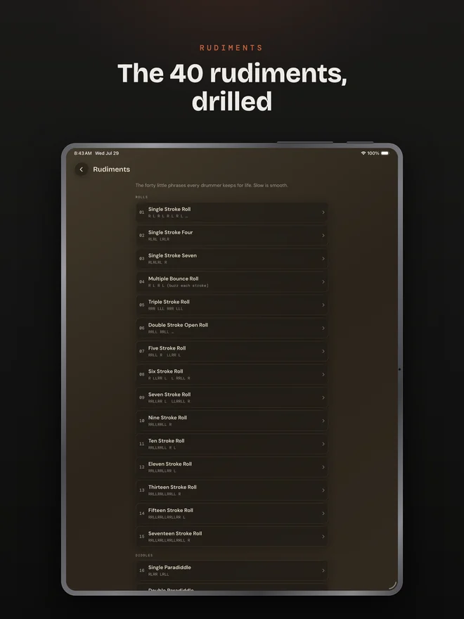 Drum Buddha on iPad — Rudiments