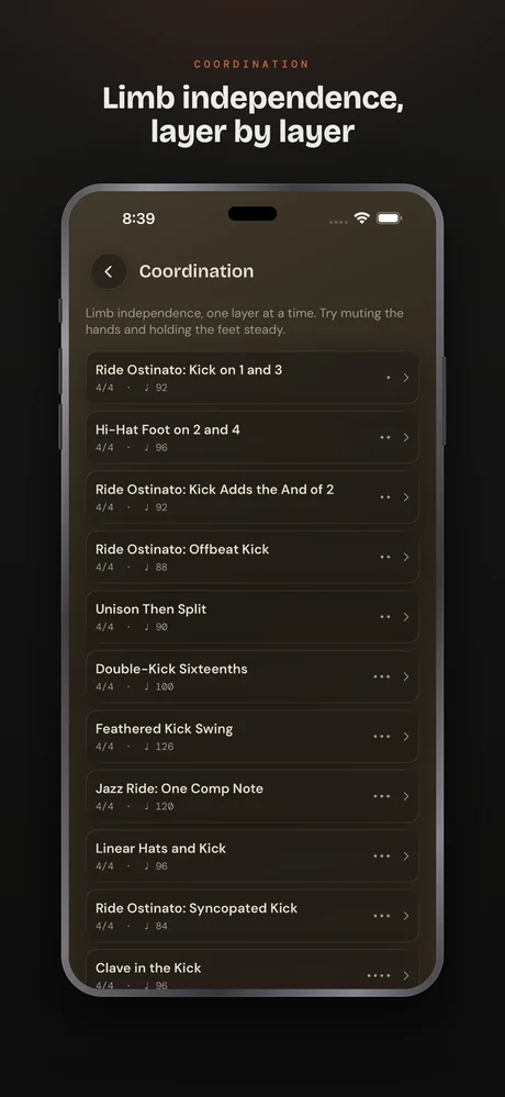 Drum Buddha on iPhone — Coordination — limb independence