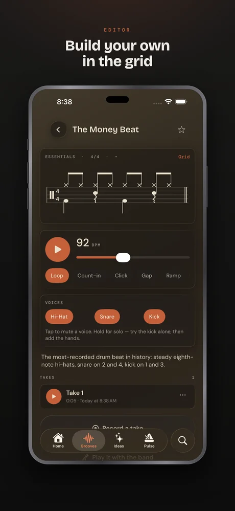 Drum Buddha on iPhone — Editor — build your own in the grid