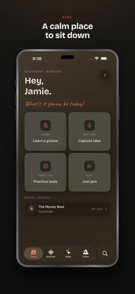 Drum Buddha on iPhone — Home — a calm place to sit down