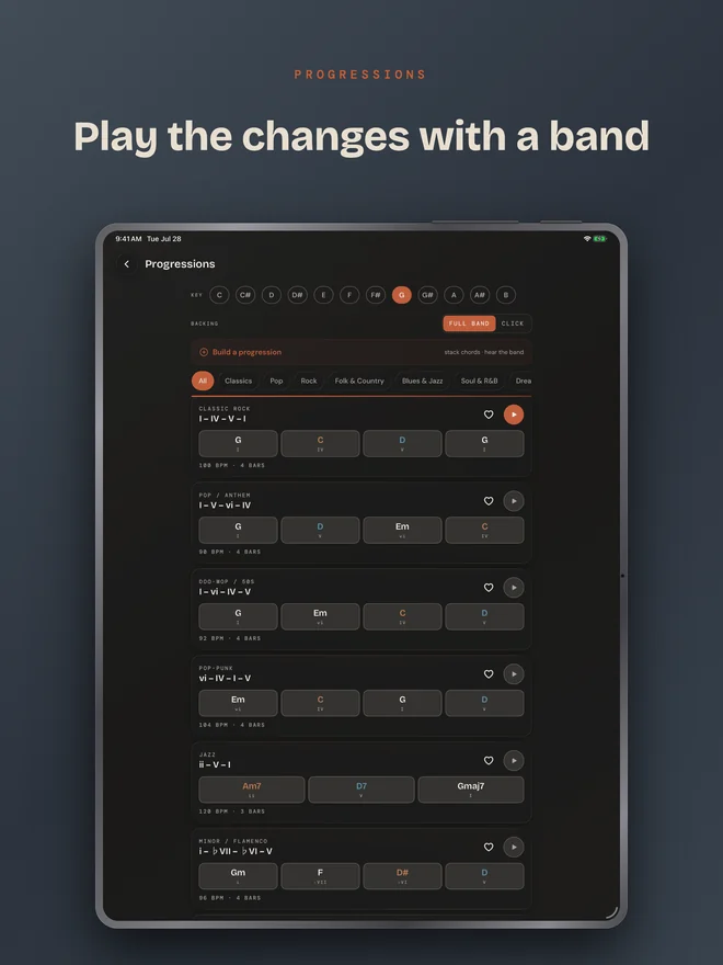 Guitar Buddha on iPad — Progressions