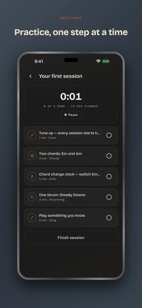 Guitar Buddha on iPhone — Routines — practice, one step at a time