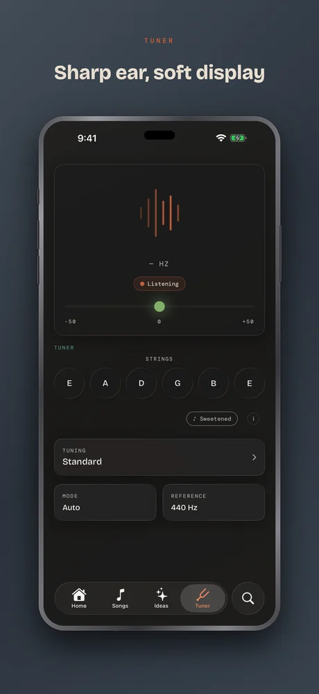 Guitar Buddha on iPhone — Tuner — twenty tunings, sweetened