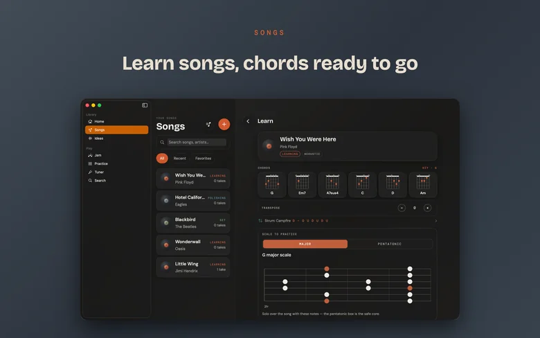 Guitar Buddha on Mac — Songs