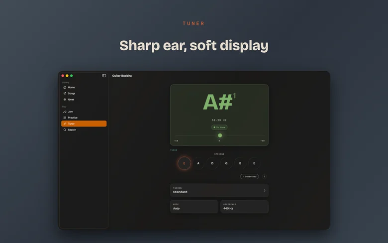 Guitar Buddha on Mac — Tuner