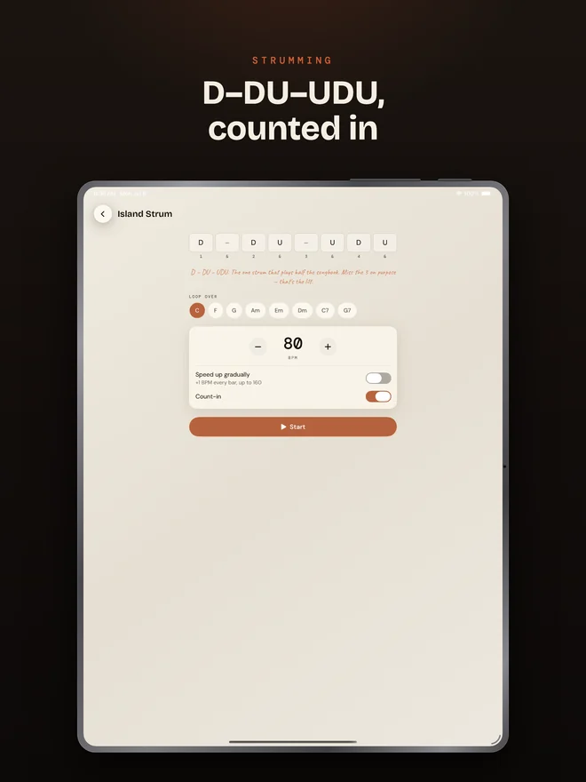 Ukulele Buddha on iPad — Strumming