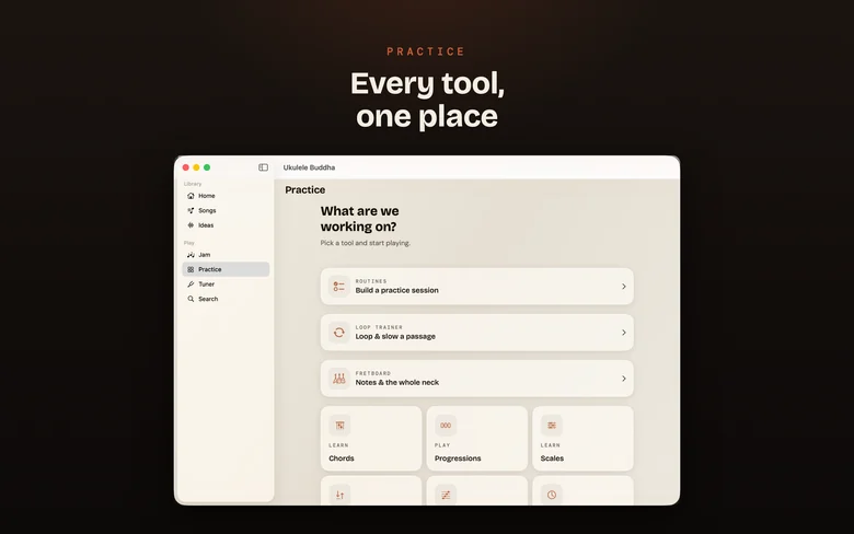 Ukulele Buddha on Mac — Practice