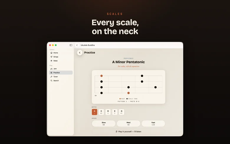 Ukulele Buddha on Mac — Scales