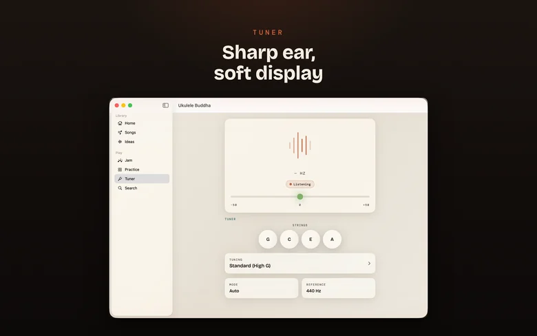 Ukulele Buddha on Mac — Tuner